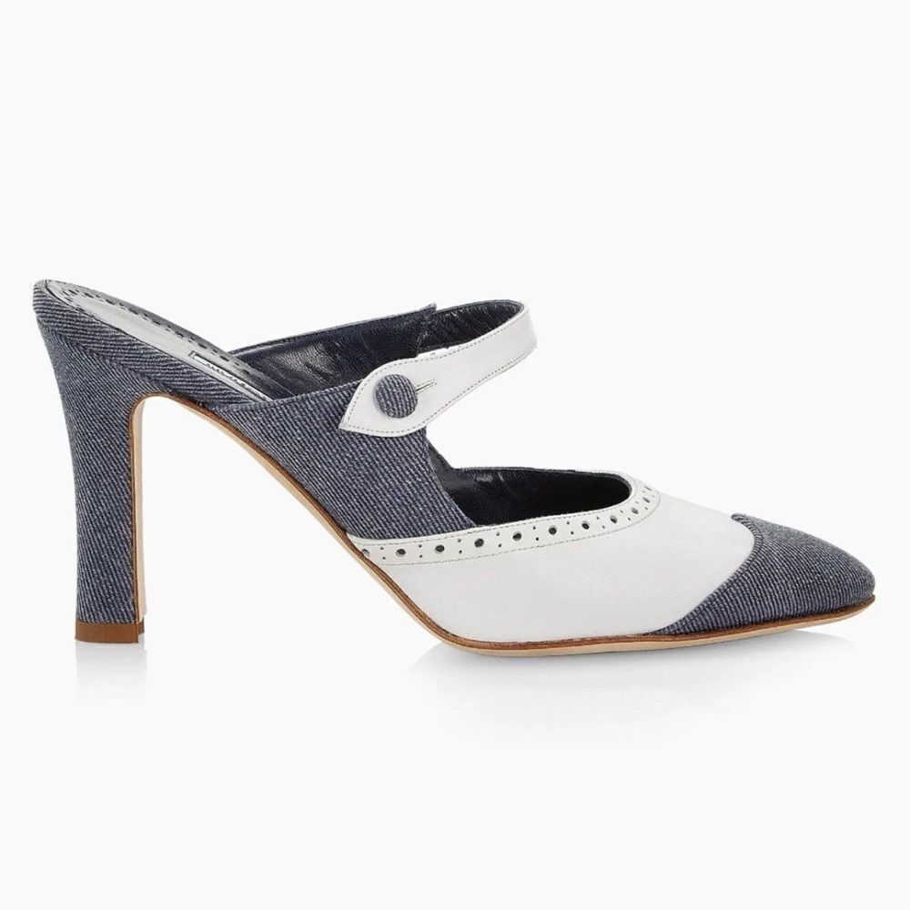 Manolo Blahnik Agathanu 90MM Brogue Mules size 38